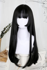 Two Colors Hime Cut  Long Straight Hair Classic Lolita Wigs